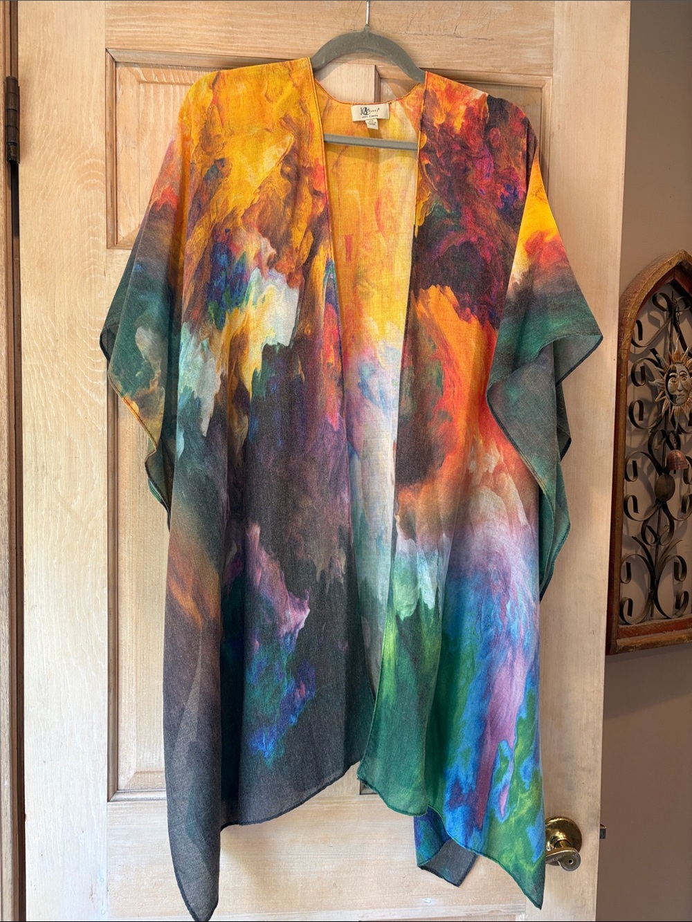 Colorful Watercolor Kimono Cover-Up One Size OS